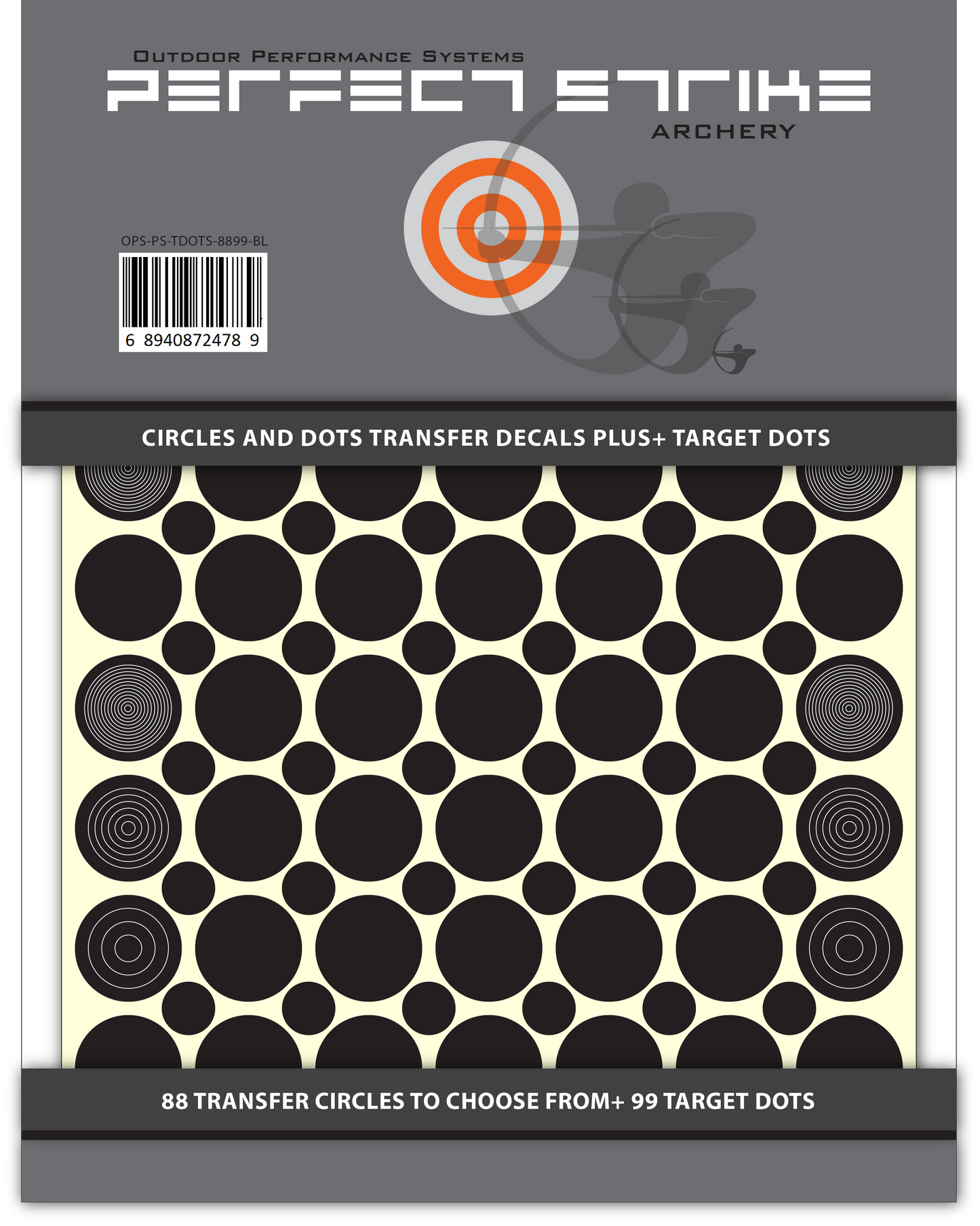 Perfect Strike Archery Circles and Dots Transfer Decals for Scope Lenses + Peel and Stick Target Dots. Practice or Competition. Adhesive Backed Vinyl Decals. (Black)