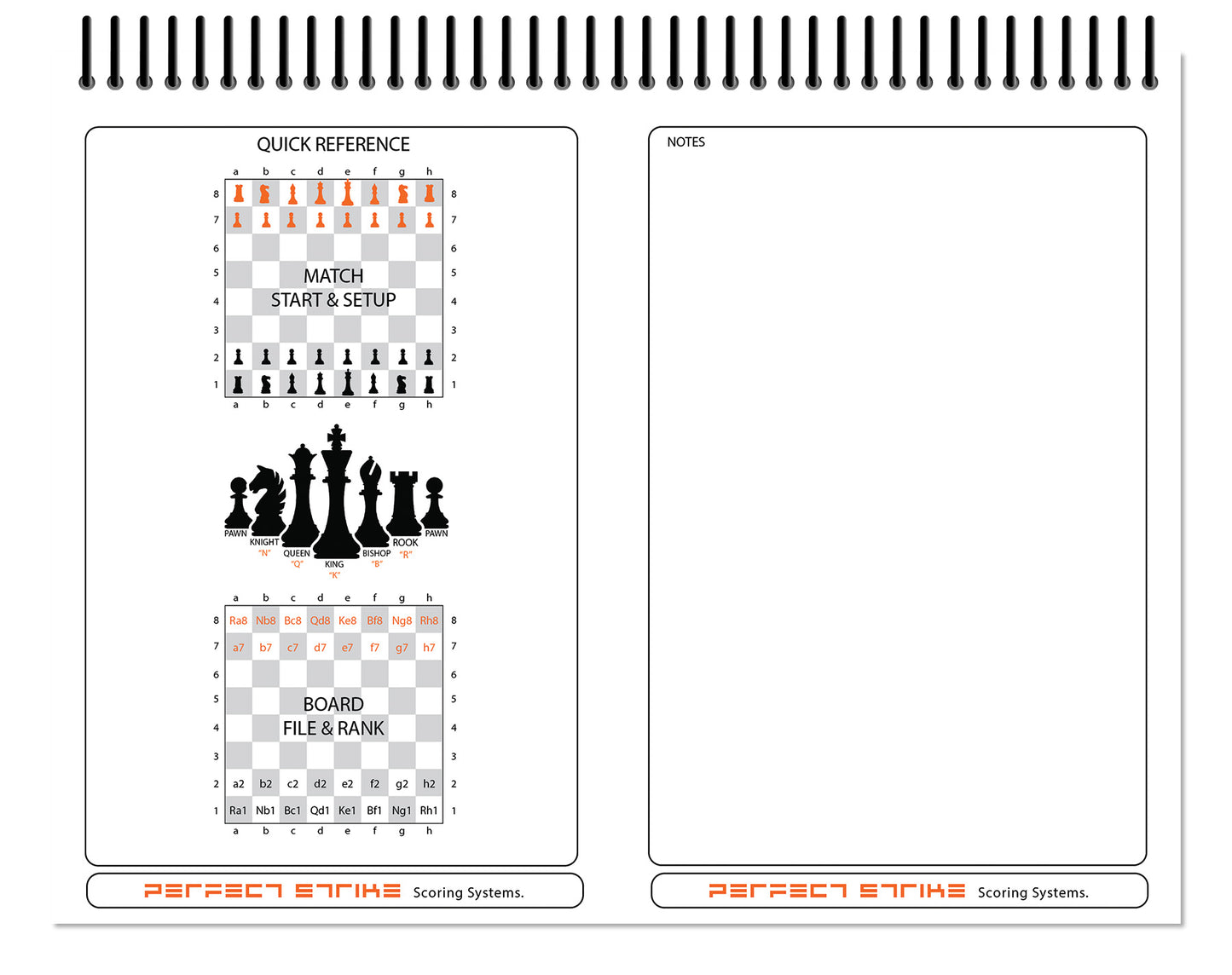 Perfect Strike Chess SCOREBOOK with Rules and Scoring Instructions. Heavy Duty. Practice and Competition. (8.5" x 11") TS-50:60