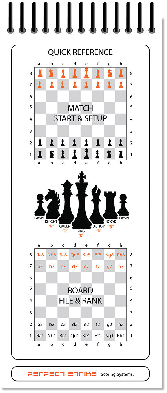 Perfect Strike Chess SCOREBOOK with Rules and Scoring Instructions. Heavy Duty. Practice and Competition. (3.5" x 8.5") TS-50:50