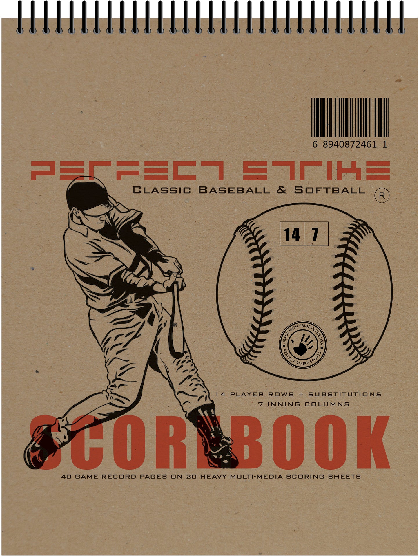 Perfect Strike BASEBALL Scorebook with Rules and Scoring Instructions. Heavy Duty. Youth or Adult Baseball and Softball. TS-14:7.