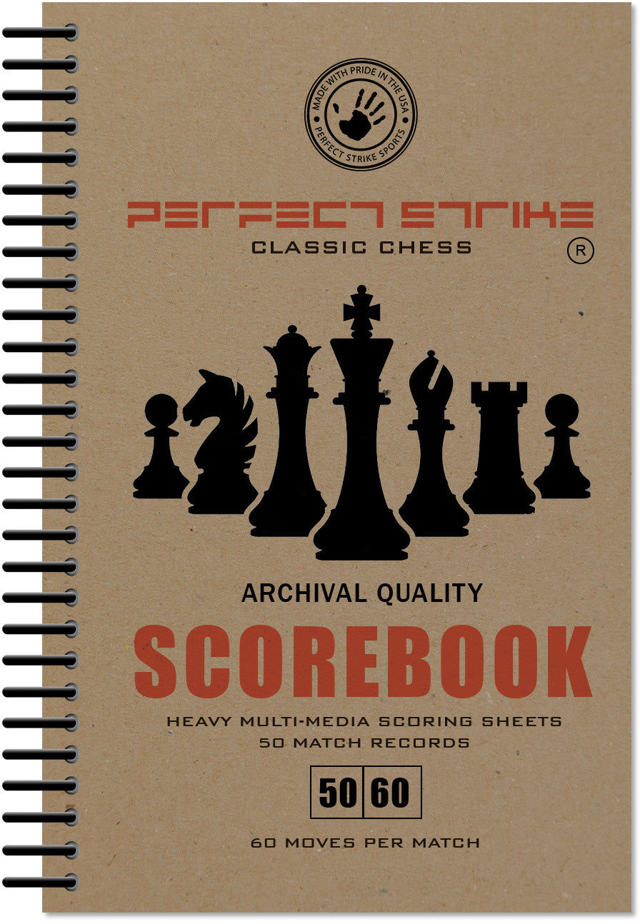 Perfect Strike Chess SCOREBOOK with Rules and Scoring Instructions. Heavy Duty. Practice and Competition. (5.5" x 8.5") LS-50:60