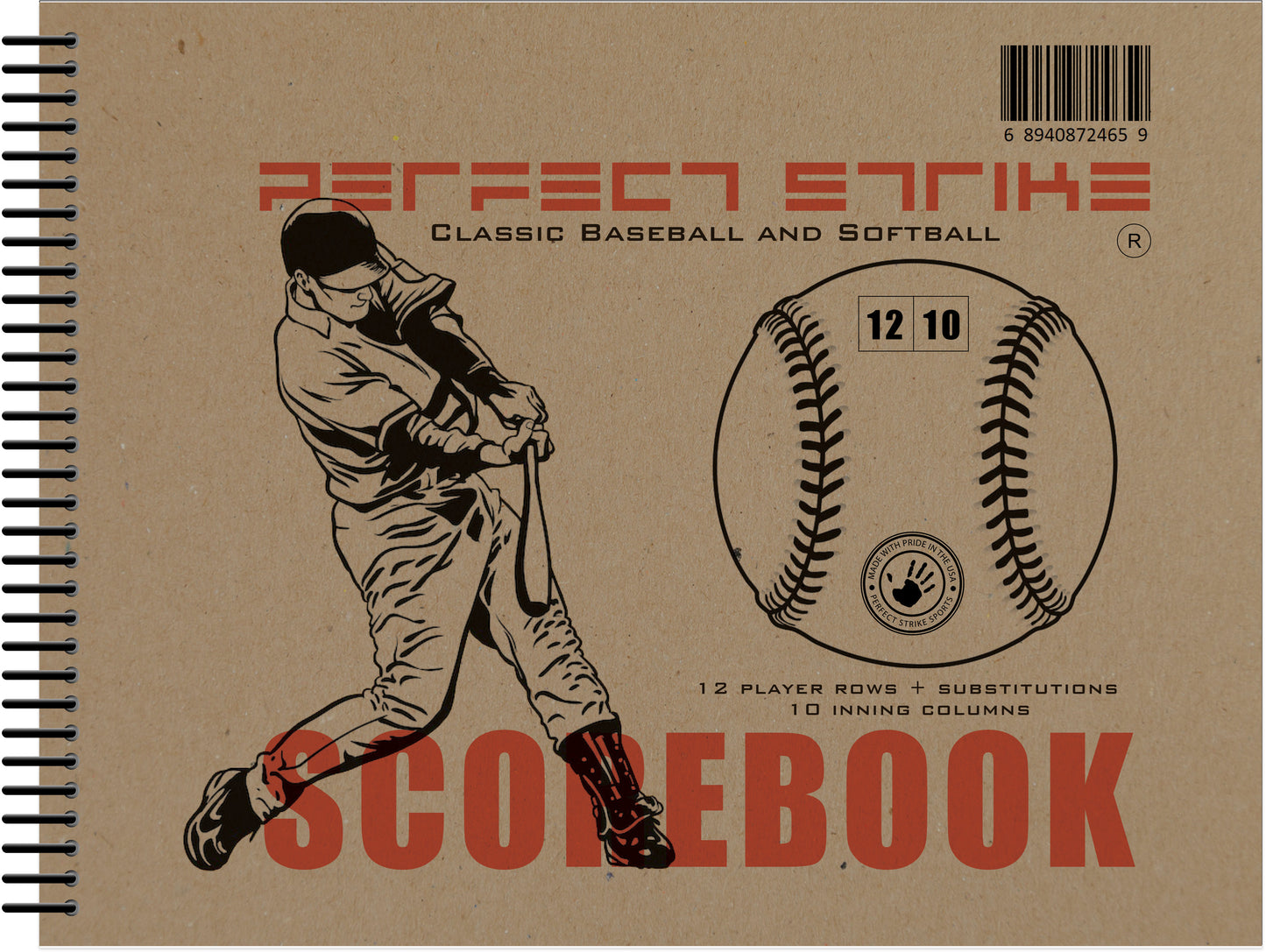 Perfect Strike BASEBALL Scorebook with Rules and Scoring Instructions. Heavy Duty. Youth or Adult Baseball and Softball. LS-12:10.