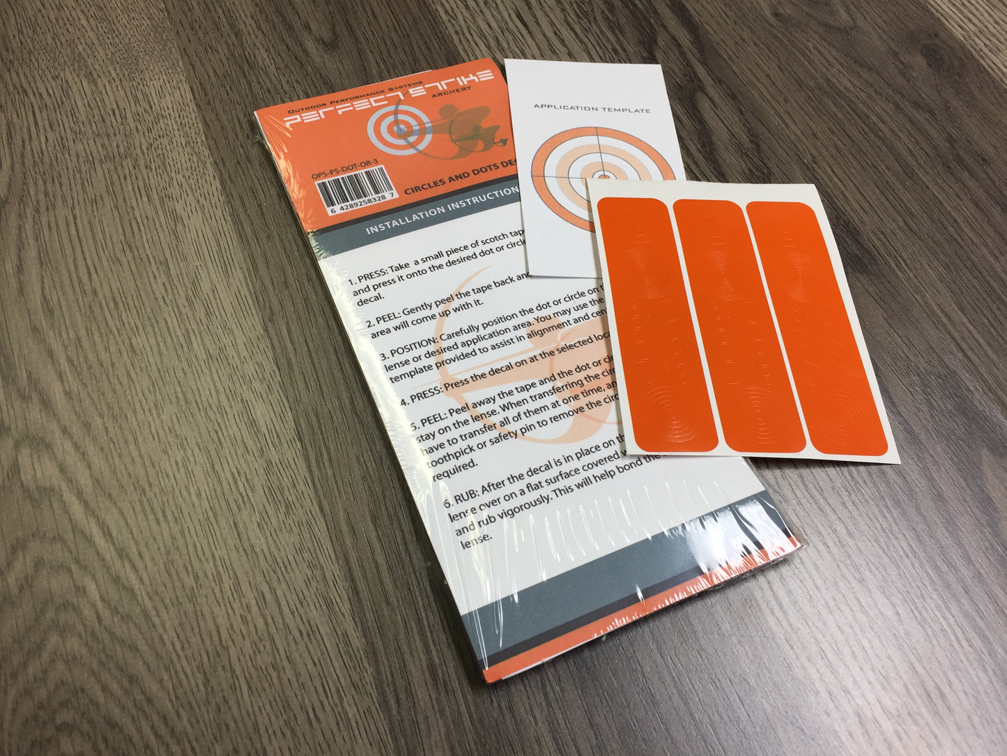 Perfect Strike Archery Circles and Dots Decals for Scope Lenses. Adhesive backed vinyl decals. (Orange)