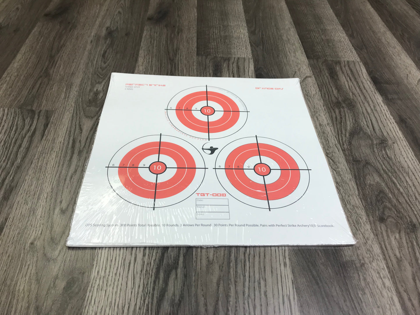 Perfect Strike ARCHERY System Targets. ORANGE OPS No. 003. Three Spot Targets. 12" x 12".