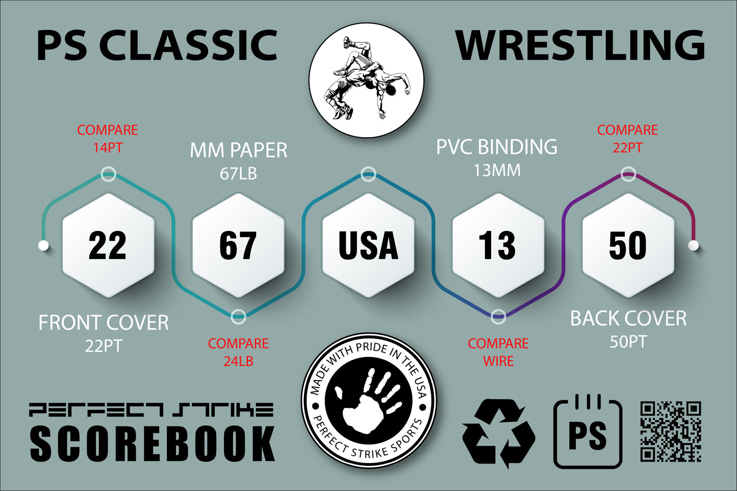 Perfect Strike WRESTLING Scorebook with Rules and Scoring Instructions : Heavy Duty. Meets and Tournaments. TS-15-FS-H