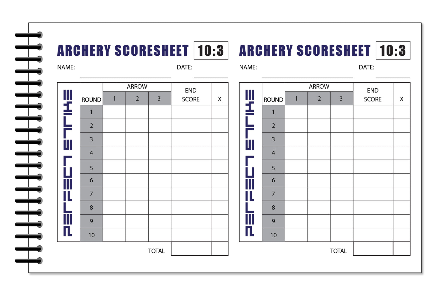 Perfect Strike Archery SCOREBOOK with Scoring Instructions. Perfect Strike System 10:3.