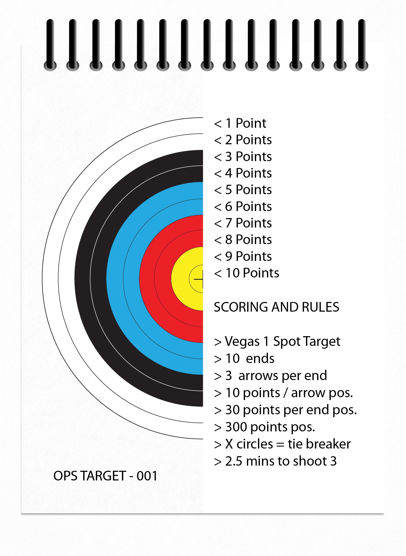 Perfect Strike Archery SCOREBOOK with Scoring Instructions. Perfect Strike System 10:3.