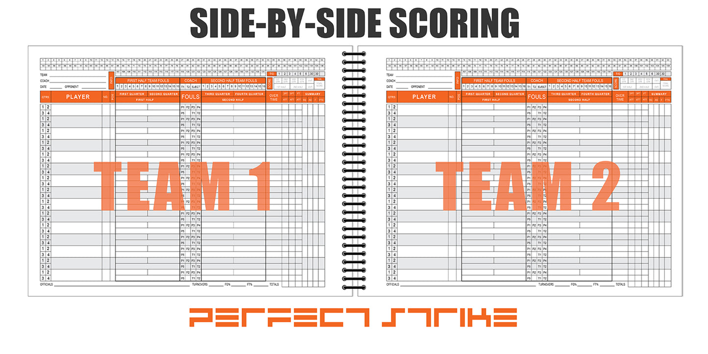 Perfect Strike BASKETBALL Scorebook with Rules and Scoring Instructions : Side-by-Side. Heavy Duty. Youth and Adult Basketball. LS-15P.