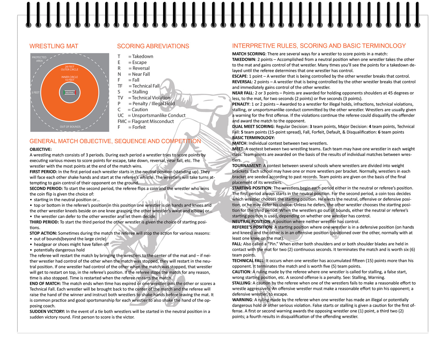 Perfect Strike WRESTLING Scorebook with Rules and Scoring Instructions : Heavy Duty. Meets and Tournaments. TS-15-FS-H