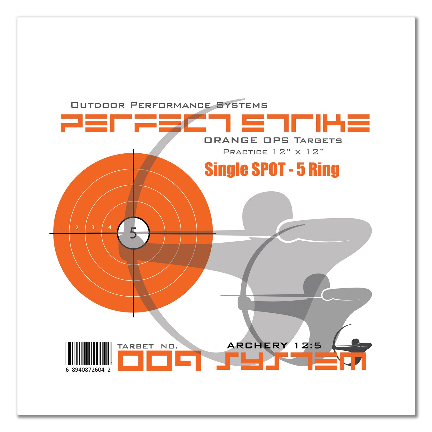 Perfect Strike ARCHERY System Targets. ORANGE OPS No. 009. Single Spot Targets. 12" x 12".