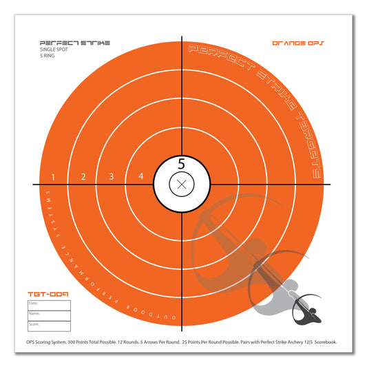 Perfect Strike ARCHERY System Targets. ORANGE OPS No. 009. Single Spot Targets. 12" x 12".