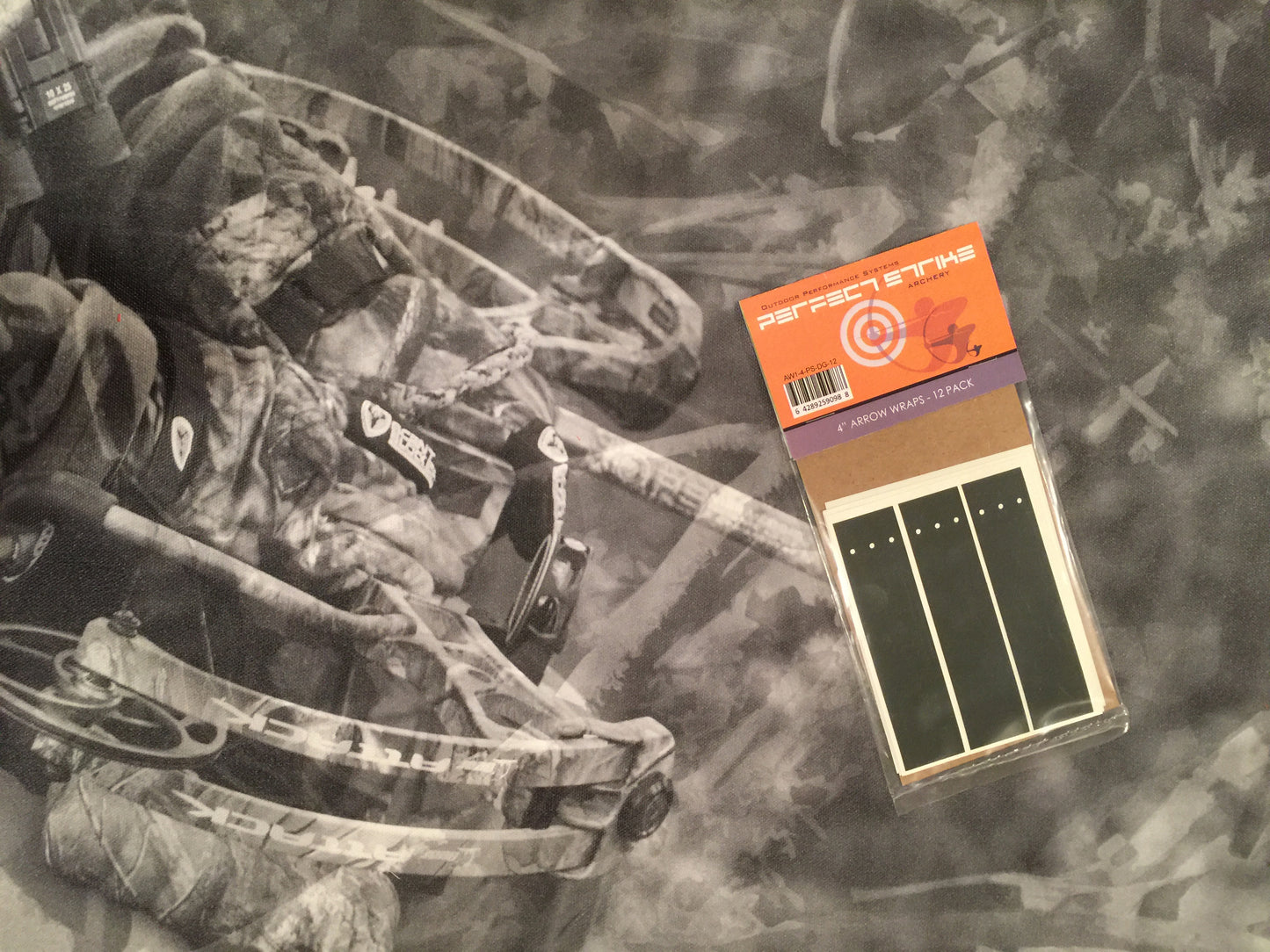 PERFECT FLETCH arrow cresting wraps by Perfect Strike Archery. DARK GREY. Adhesive backed vinyl. 4" Arrow Wraps.
