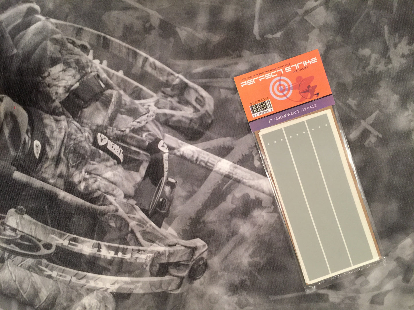PERFECT FLETCH arrow cresting wraps by Perfect Strike Archery. LIGHT GREY. Adhesive backed premium vinyl. 7" Arrow Wraps.