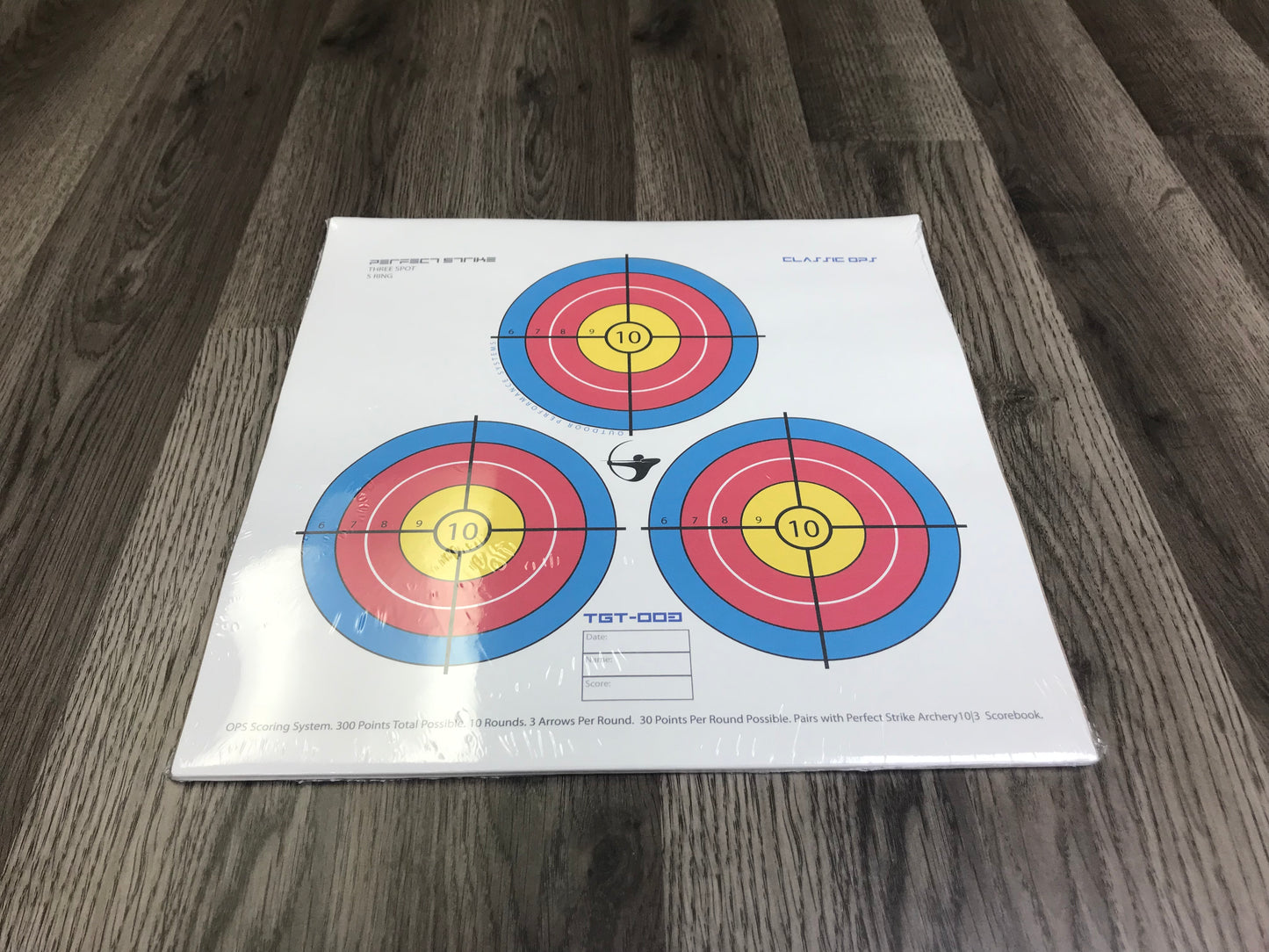 Perfect Strike ARCHERY SYSTEM Targets. CLASSIC OPS No. 003. Three Spot Targets. 12" x 12".