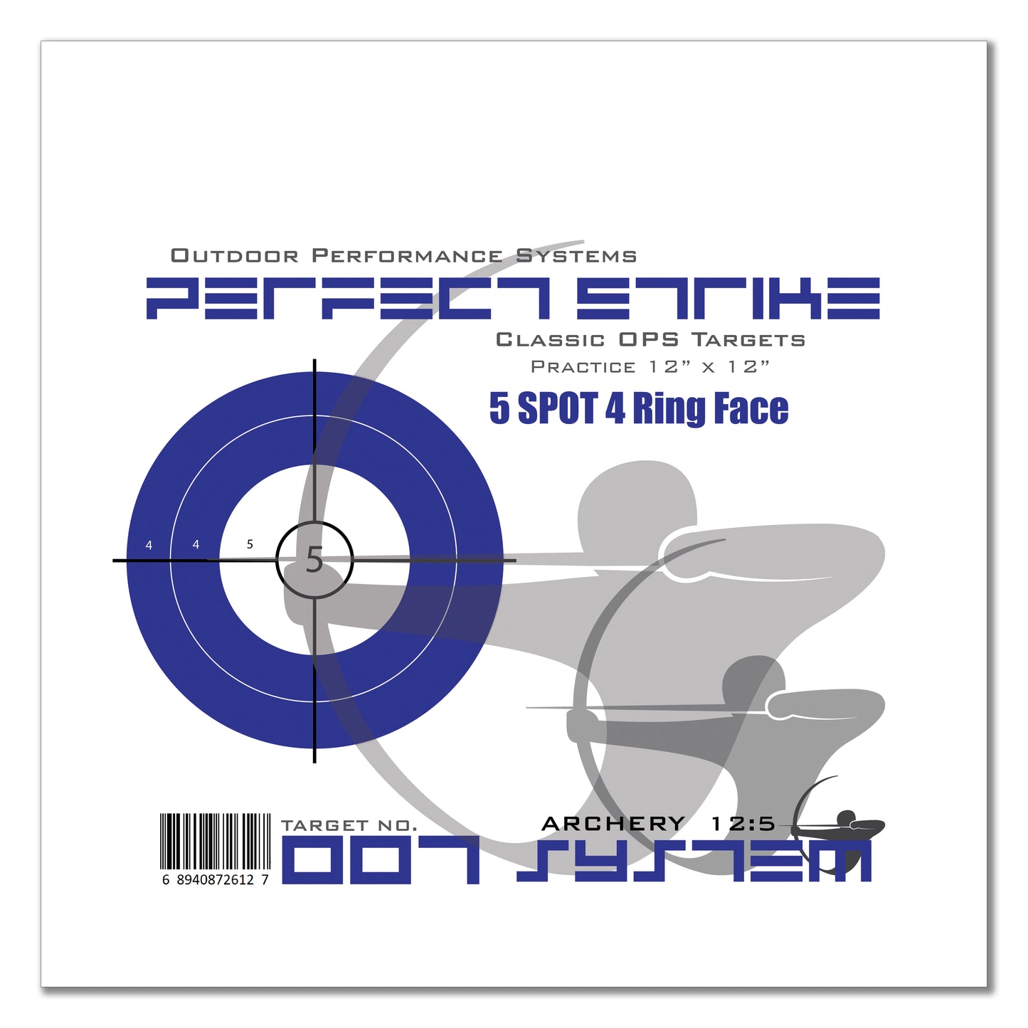 Perfect Strike ARCHERY SYSTEM Targets. CLASSIC OPS No. 007. Five Spot. 12" x 12".