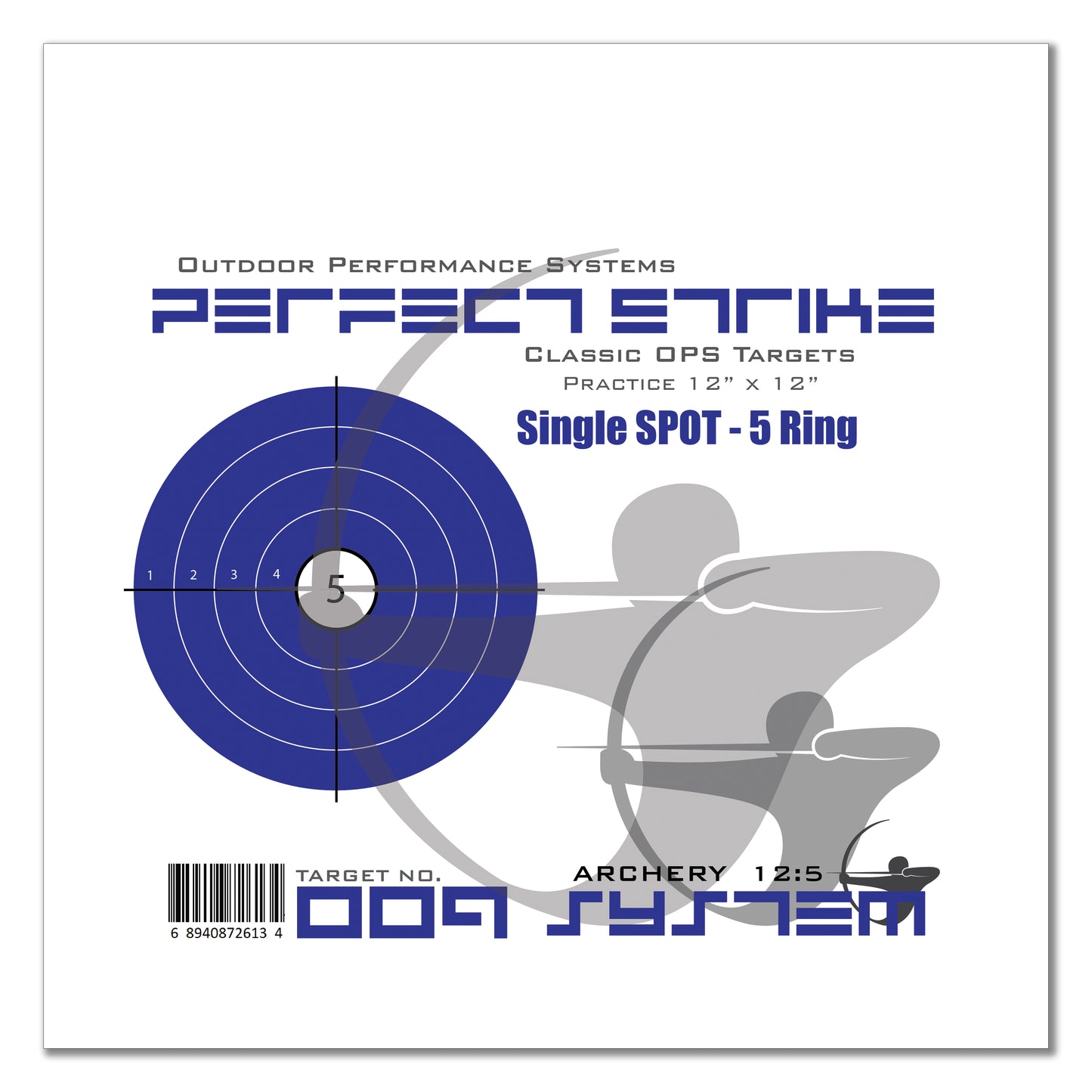 Perfect Strike ARCHERY SYSTEM Targets. CLASSIC OPS No. 009. Single Spot Targets. 12" x 12".