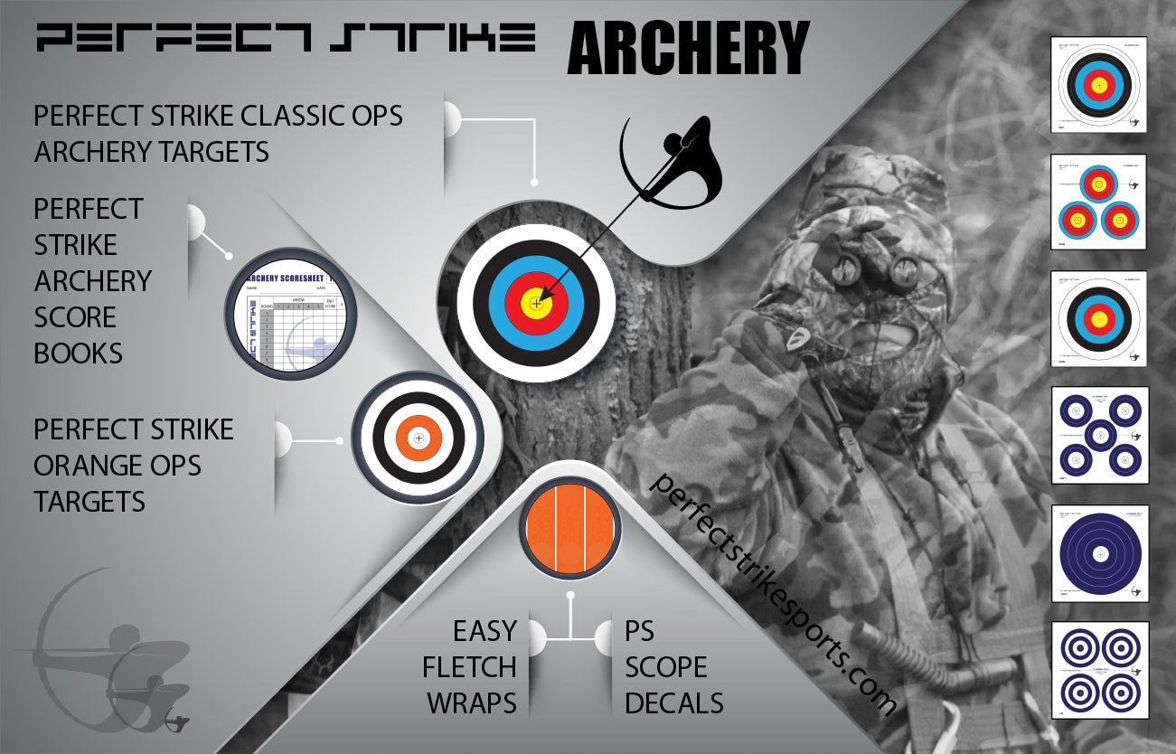 Perfect Strike ARCHERY SYSTEM Targets. CLASSIC OPS No. 003. Three Spot Targets. 12" x 12".