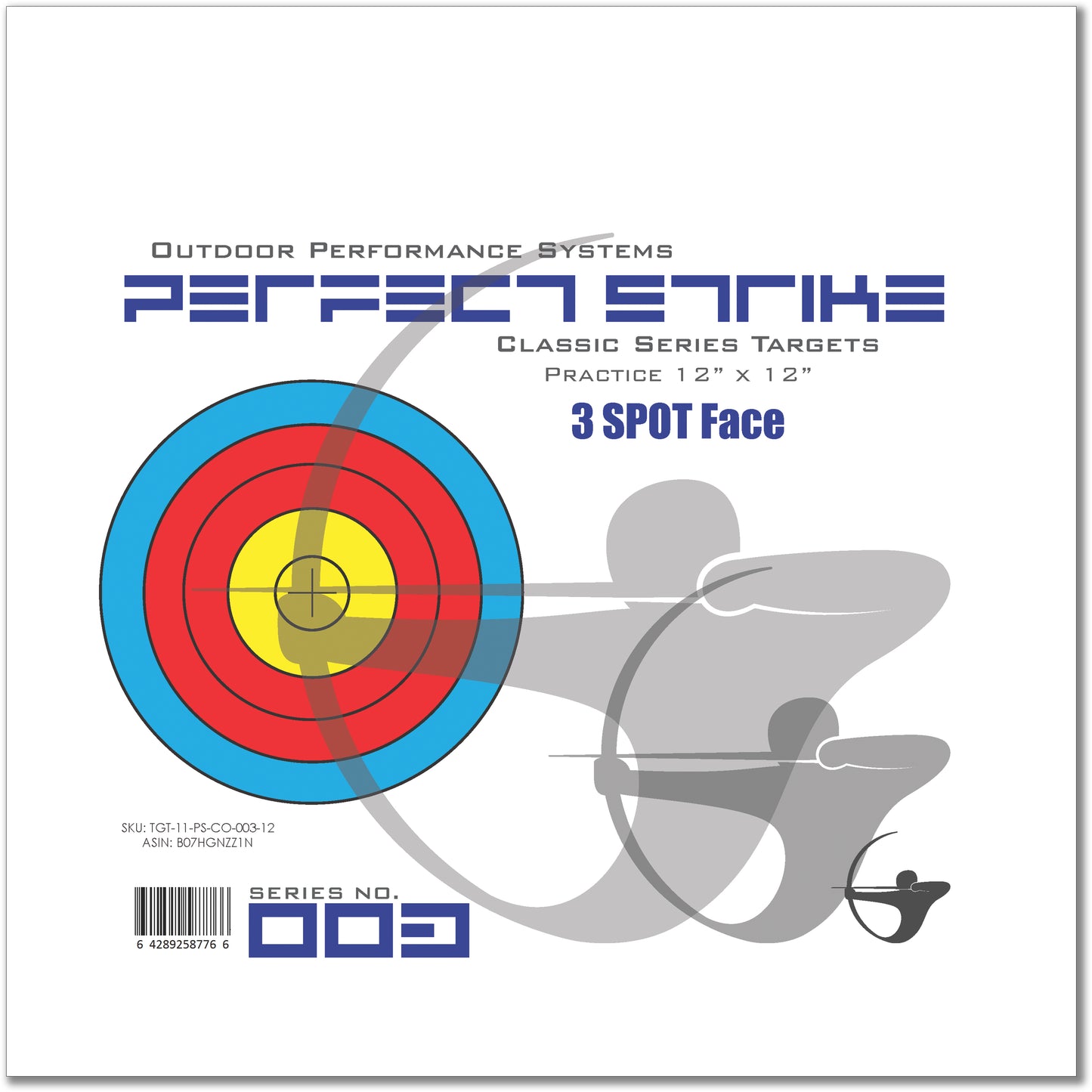 Perfect Strike Archery TARGETS. Classic OPS 003. Three Spot Targets. (12" x 12")