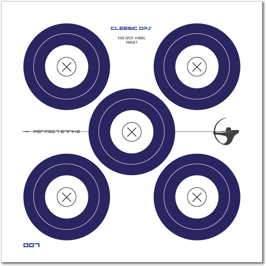 Perfect Strike Archery TARGETS. Classic OPS 007.  Five Spot Targets. (12" x 12")