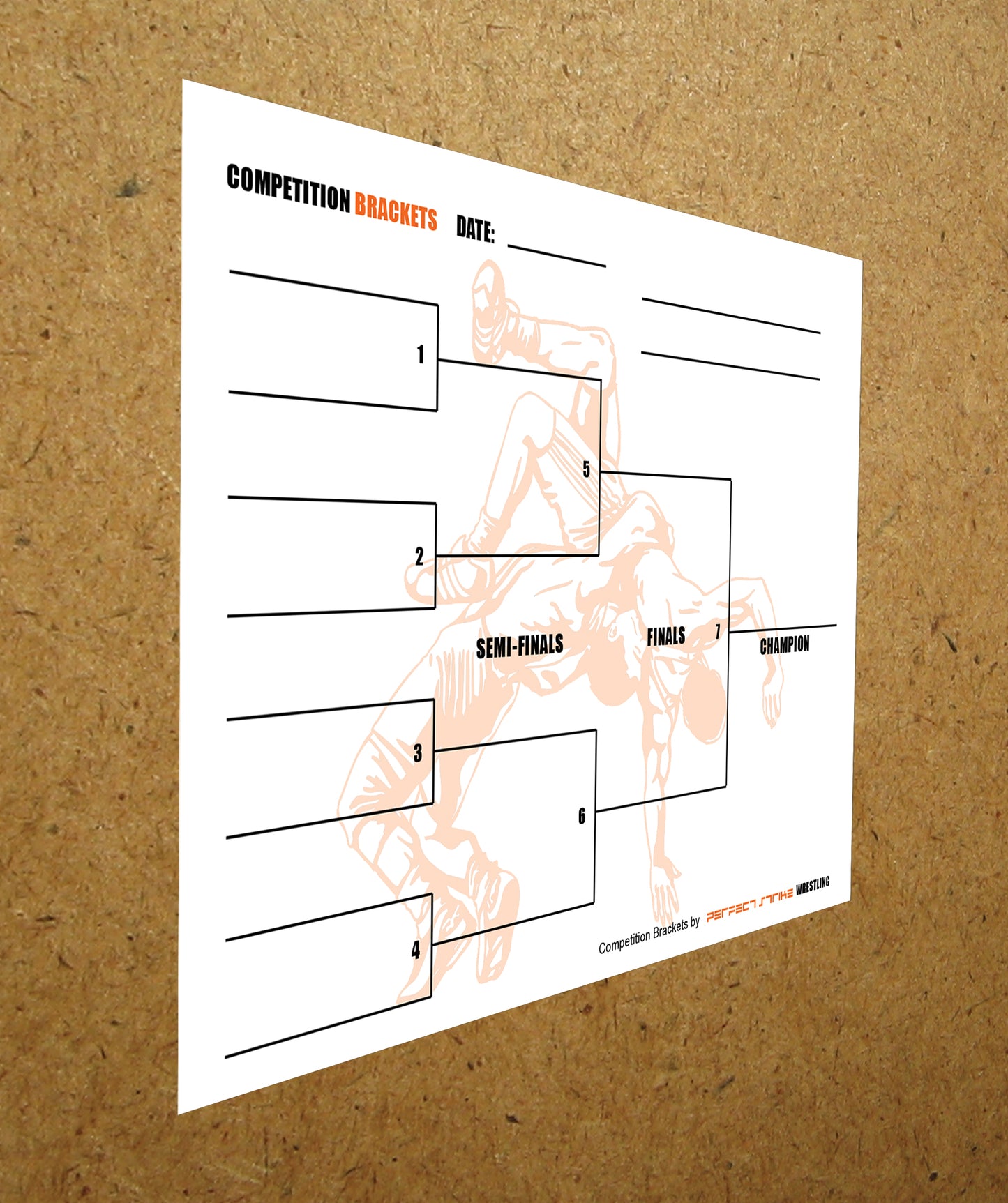 Perfect Strike Competition Brackets for Team tournaments or Skills competitions. Sheet Brackets for up to 8 participants. WRESTLING.