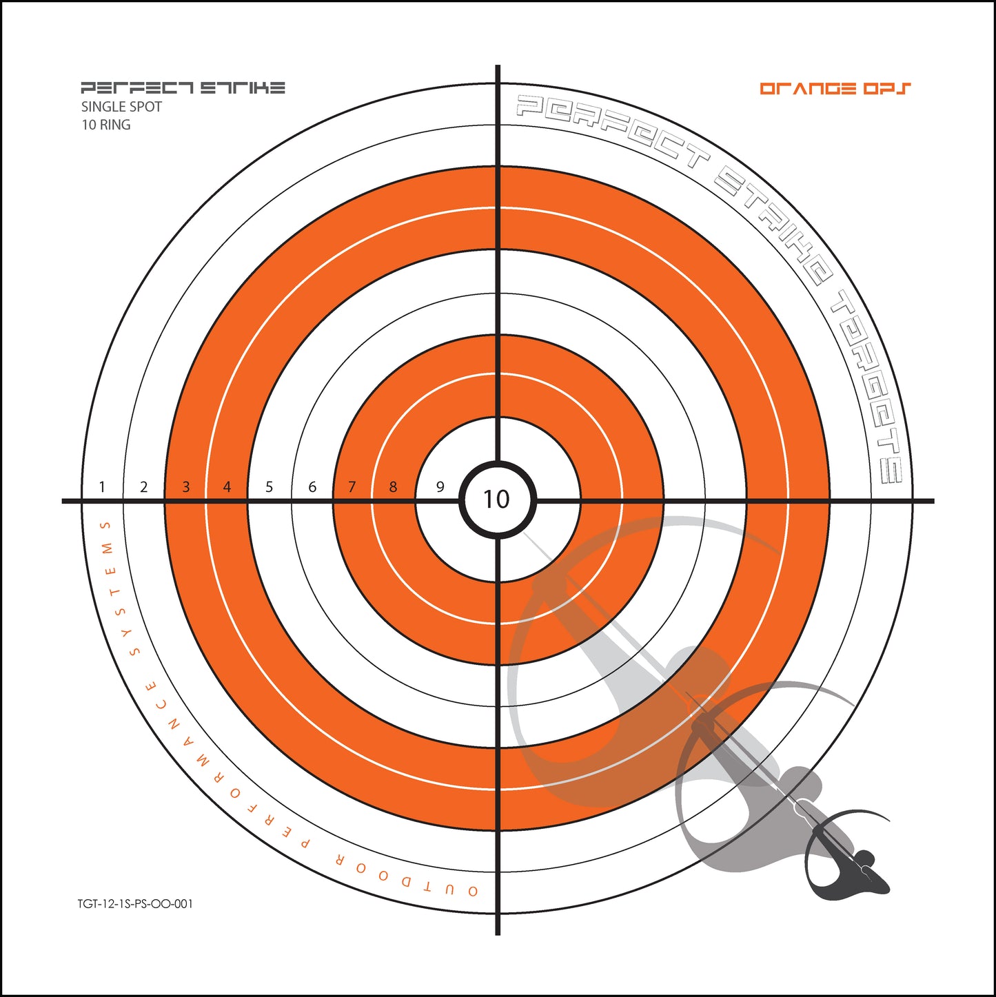 Perfect Strike ARCHERY Targets. ORANGE OPS No. 001. Single Spot Targets. (12" x 12").