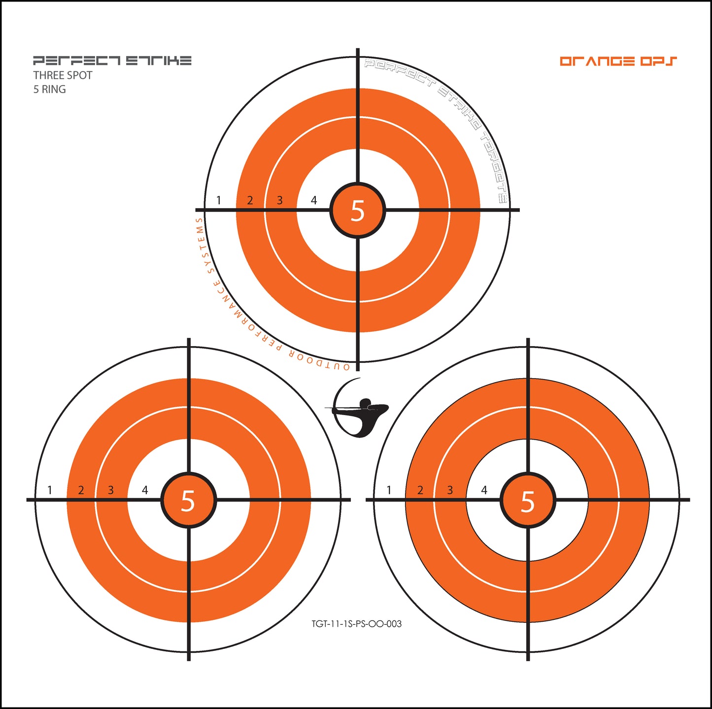 Perfect Strike ARCHERY Targets. ORANGE OPS No. 003. Three Spot Targets. (12" x 12").