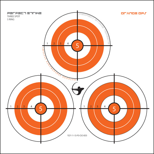 Perfect Strike ARCHERY Targets. ORANGE OPS No. 003. Three Spot Targets. (12" x 12").