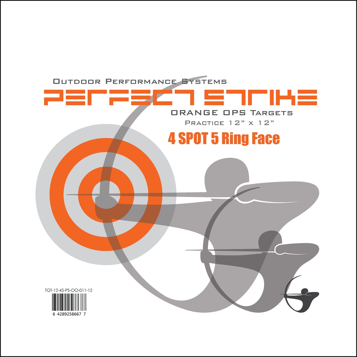 Perfect Strike ARCHERY Targets. ORANGE OPS No. 011. Four Spot Targets. (12" x 12").