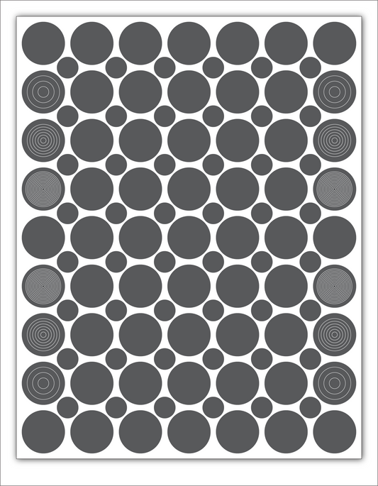 Perfect Strike Archery Circles and Dots Transfer Decals for Scope Lenses + Peel and Stick Target Dots. Practice or Competition. Adhesive Backed Vinyl Decals. (Grey)