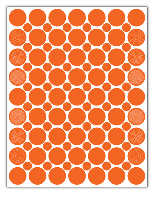 Perfect Strike Archery Circles and Dots Transfer Decals for Scope Lenses + Peel and Stick Target Dots. Practice or Competition. Adhesive Backed Vinyl Decals. (Orange)
