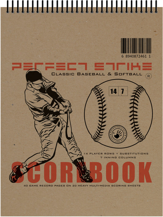 Perfect Strike BASEBALL Scorebook with Rules and Scoring Instructions. Heavy Duty. Youth or Adult Baseball and Softball. TS-14:7.