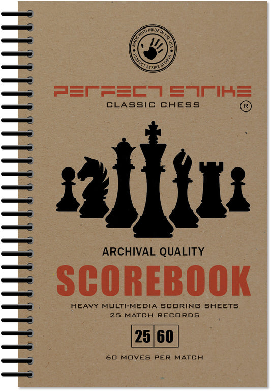 Perfect Strike Chess SCOREBOOK with Rules and Scoring Instructions. Heavy Duty. Practice and Competition. (5.5" x 8.5") LS-25:60