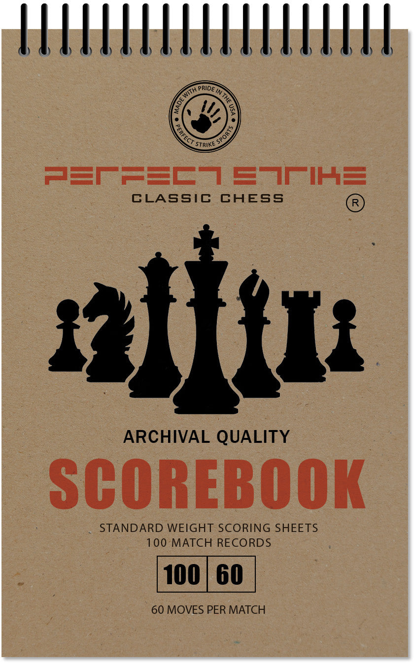 Perfect Strike Chess SCOREBOOK with Rules and Scoring Instructions. Heavy duty. Practice and Competition. (5.5" x 8.5") TS-100:60