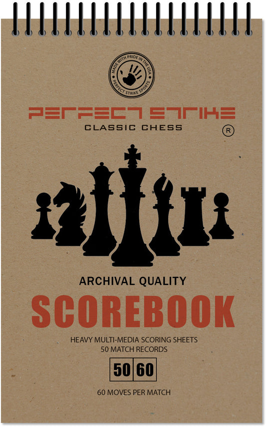 Perfect Strike Chess SCOREBOOK with Rules and Scoring Instructions. Heavy Duty. Practice and Competition. (5.5" x 8.5") TS-50:60