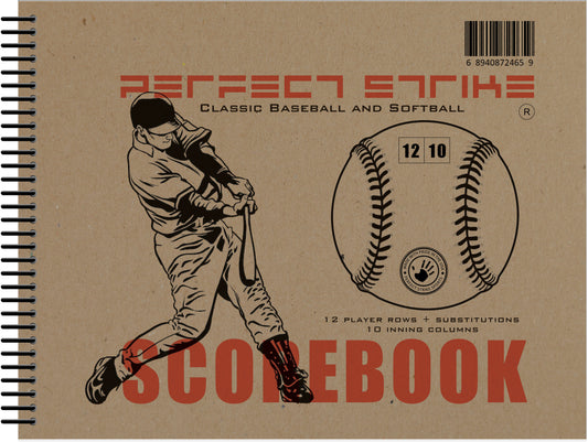 Perfect Strike BASEBALL Scorebook with Rules and Scoring Instructions. Heavy Duty. Youth or Adult Baseball and Softball. LS-12:10.