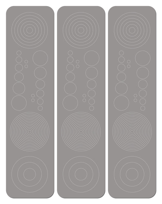 Perfect Strike Archery Circles and Dots Decals for Scope Lenses. Great for practice or competition. Adhesive backed vinyl decals. (Matte Grey)