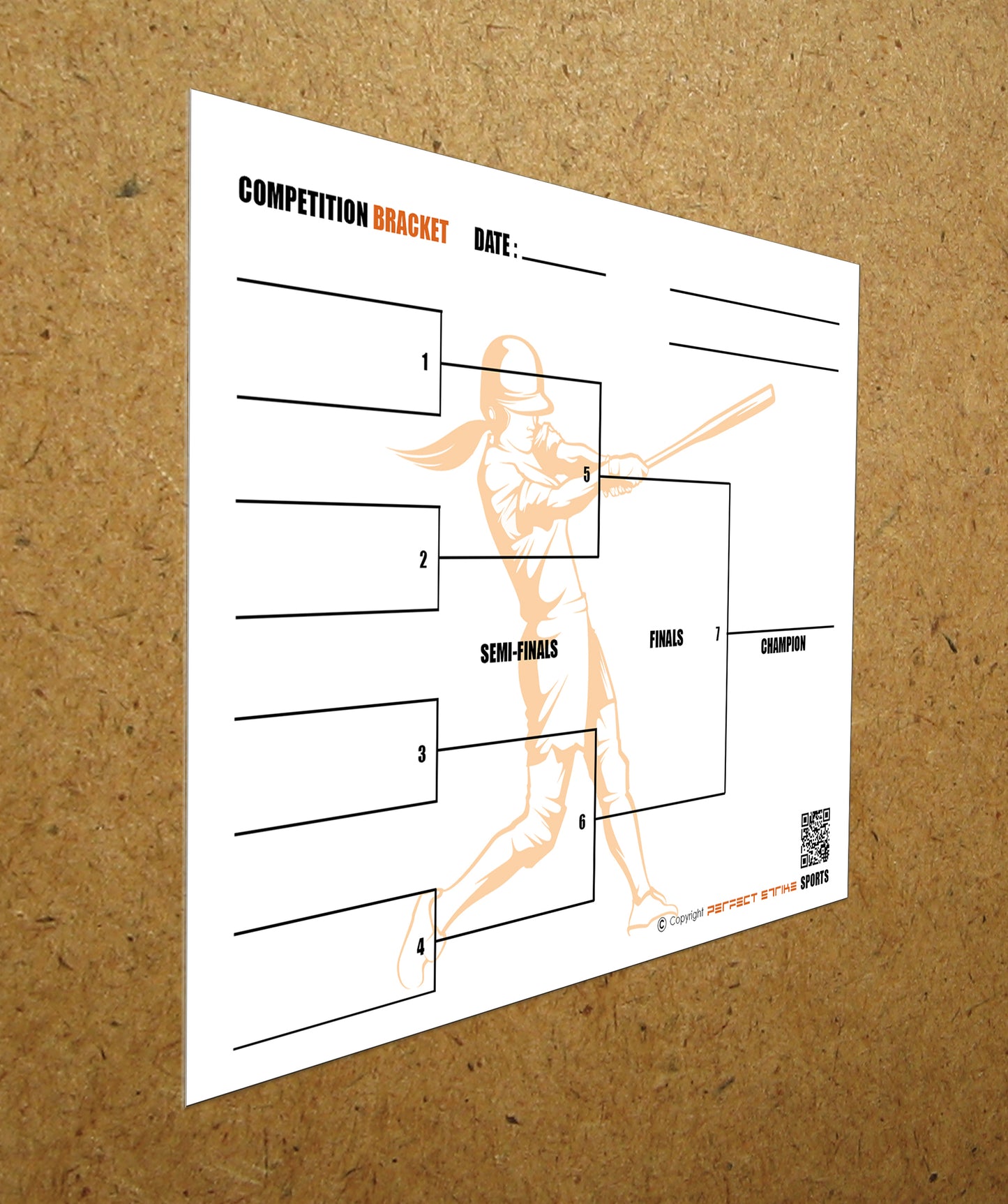 Perfect Strike Competition Brackets for Team tournaments or Skills competitions. Sheet Brackets for up to 8 participants. SOFTBALL. 25 Sheets.