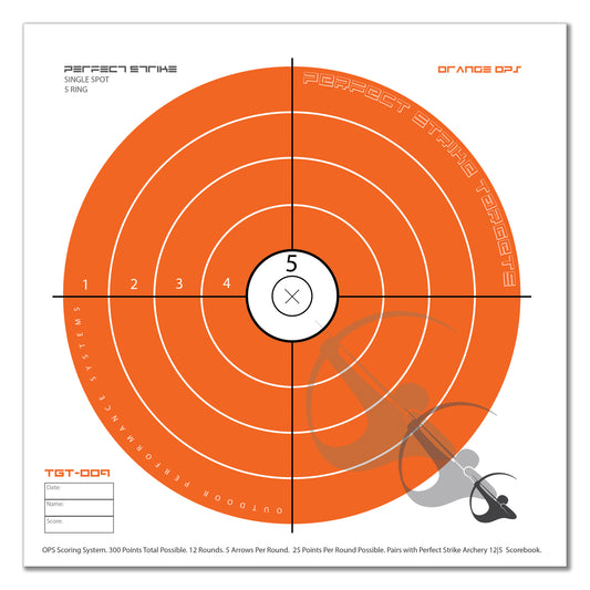 Perfect Strike ARCHERY System Targets. ORANGE OPS No. 009. Single Spot Targets. 12" x 12". (24 Targets.)