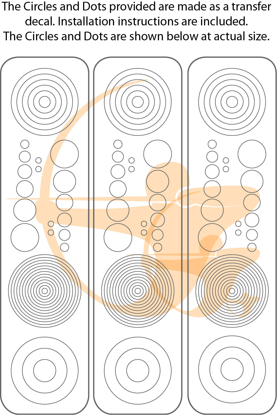 Perfect Strike Archery Circles and Dots Decals for Scope Lenses. Adhesive backed vinyl decals. (Orange)