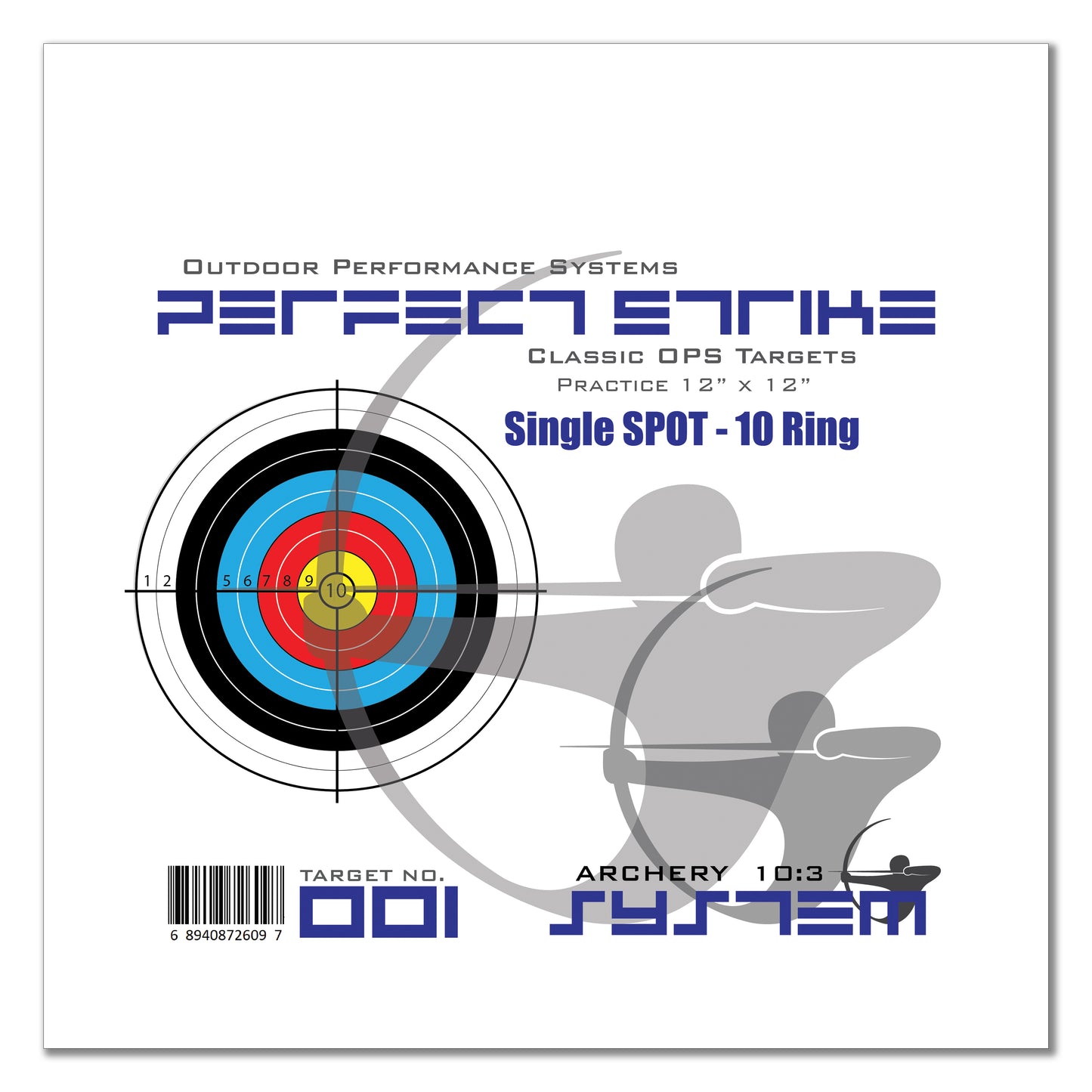 Perfect Strike ARCHERY SYSTEM Targets. CLASSIC OPS No. 001. Single Spot. 12" x 12".