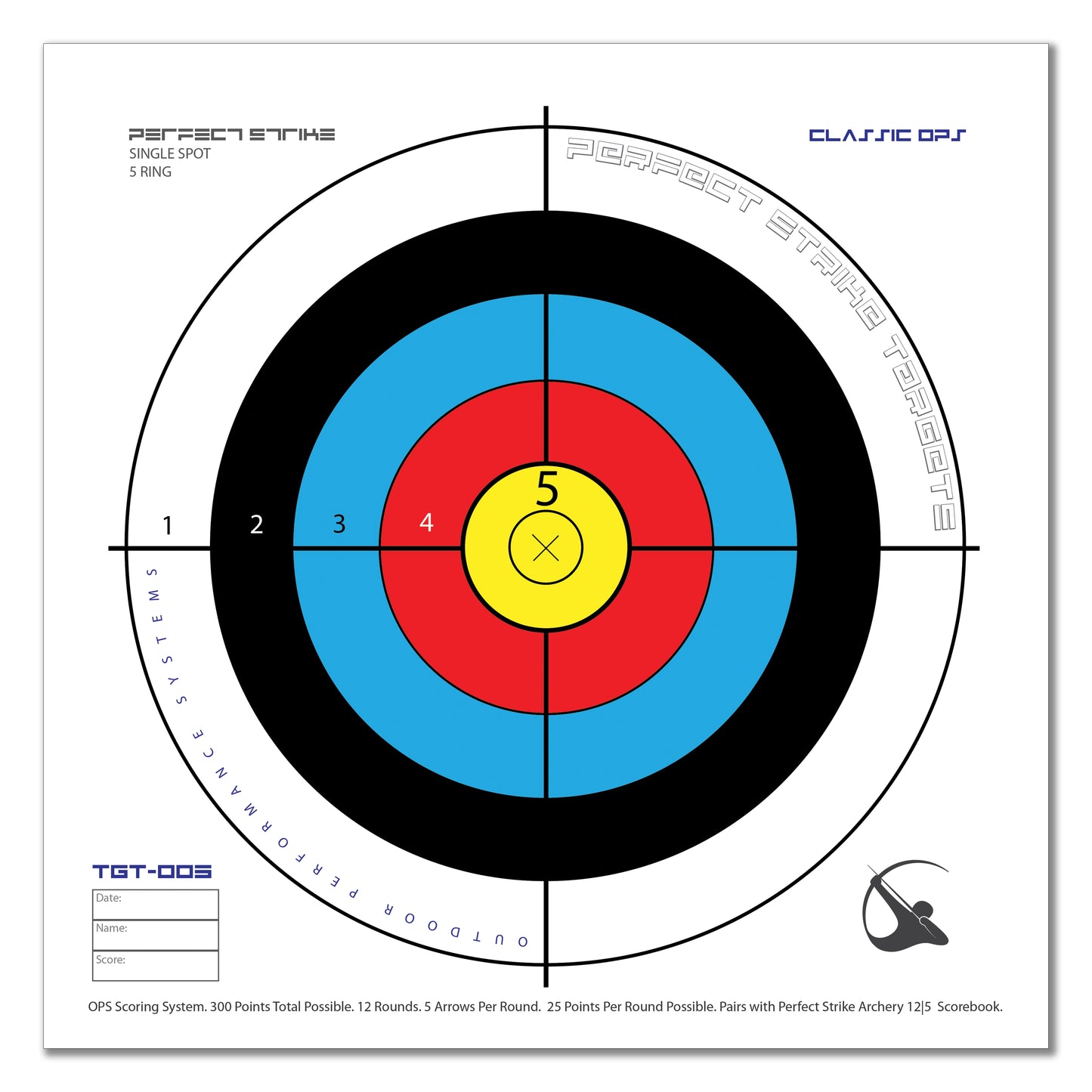 Perfect Strike ARCHERY SYSTEM Targets. CLASSIC OPS No. 005. Single. 12" x 12".
