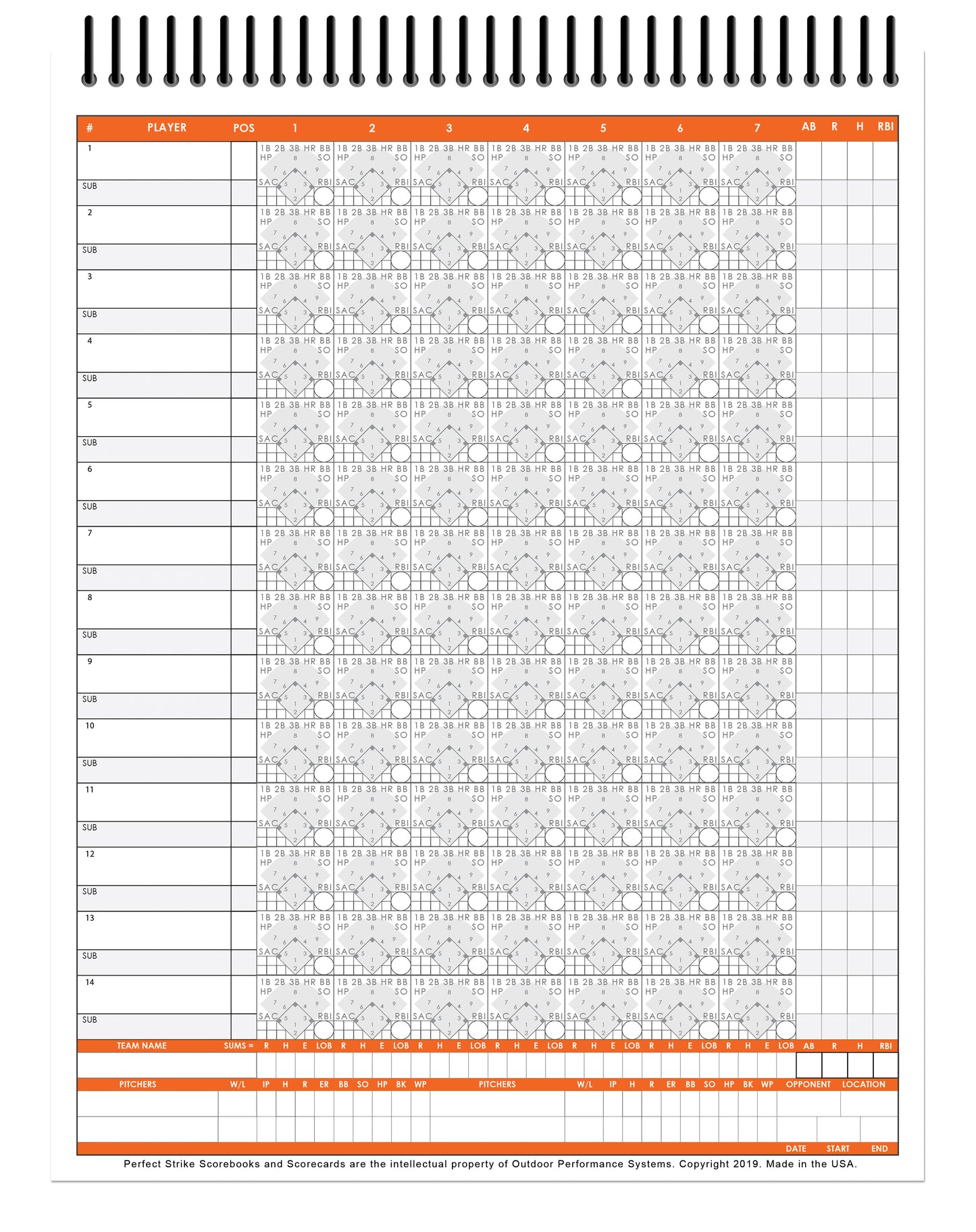 Perfect Strike SOFTBALL Scorebook with Rules and Scoring Instructions. Heavy Duty. Youth or Adult Softball. TS-14:7.