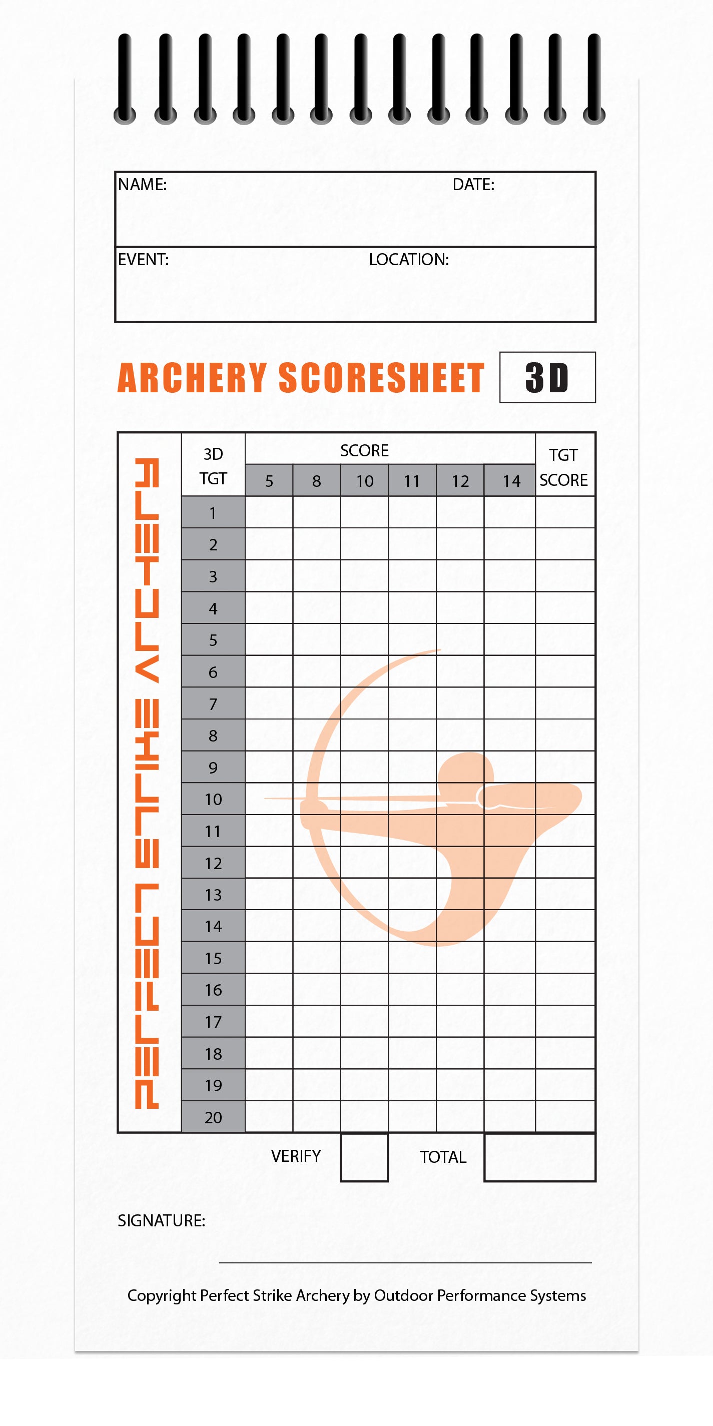 Perfect Strike Archery 3D Shoot SCOREBOOK with Rules and Scoring Diagrams. ASA and IBO scoring rules.
