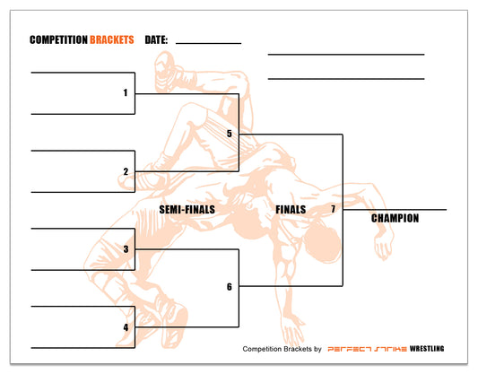 Perfect Strike Competition Brackets for Team tournaments or Skills competitions. Sheet Brackets for up to 8 participants. WRESTLING. 25 Sheets.